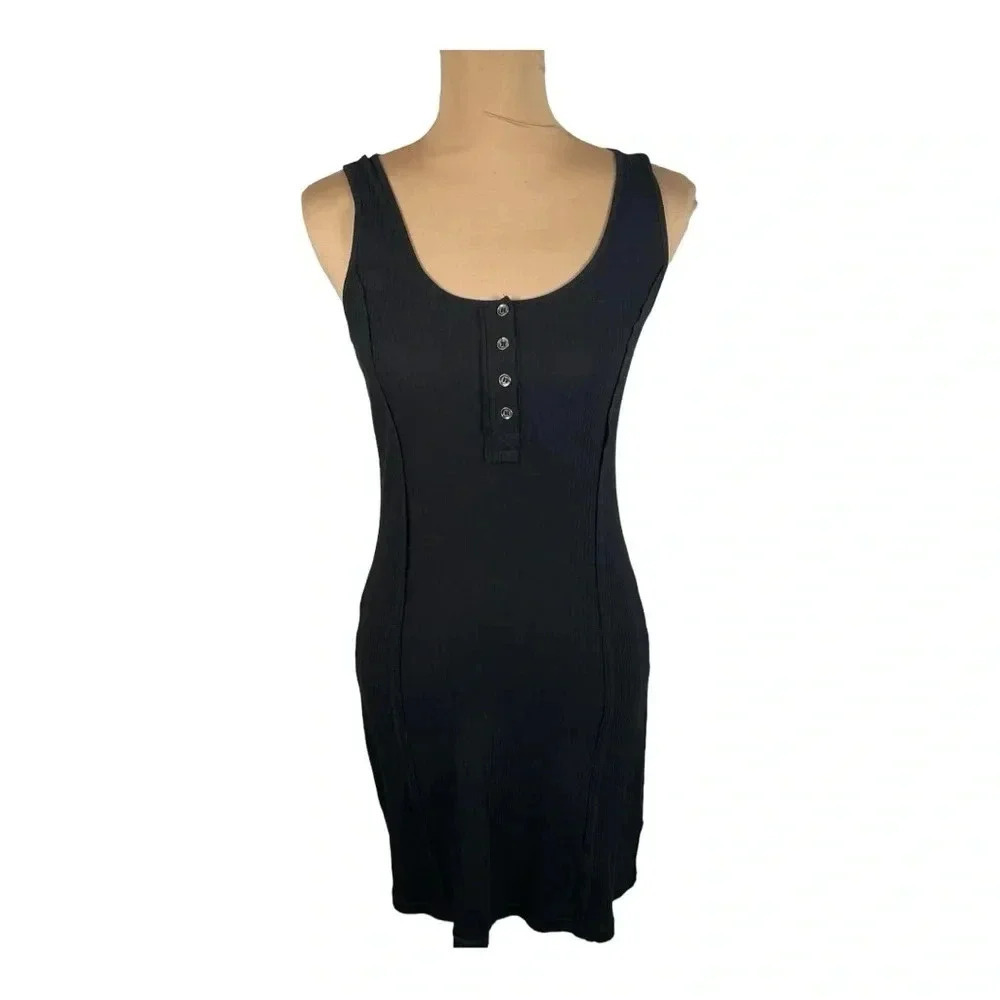 mittoshop | See It Through Black Ribbed Dress | NWT | Small